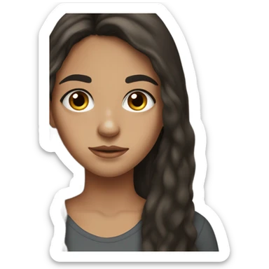 teenage white girl with long dark brown hair, a few freckles on nose, and dark eyes sticker