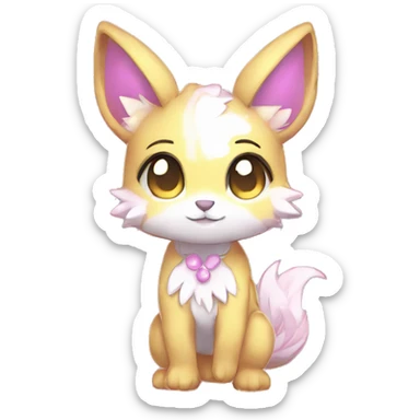 Cute Kawaii Chibi Anthro Sona Pretty Shiny Colorful Sparkly Fakemon Full Body sticker