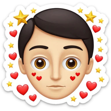 Quiero un emoji con el rostro de Félix de straykid, pero con los ojos más rasgados y con corazones, estrellas y destellos de luces alrededor, sobre su cabeza que diga "Te amo Josefa" con letras modernas pero cambia esos tonos que sean más naturales y que parezca un a persona oriental sticker