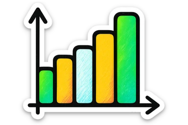 modern bar graph with green, gold, and white color scheme, rounded bars, simple design, different bar heights, no background sticker