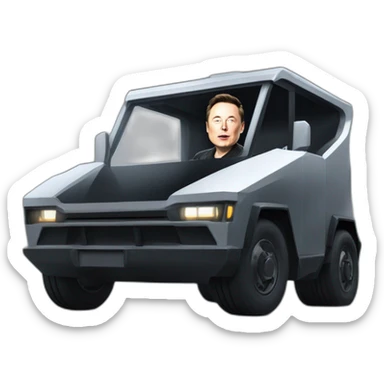 Elon musk riding in a Tesla cyber truck  sticker