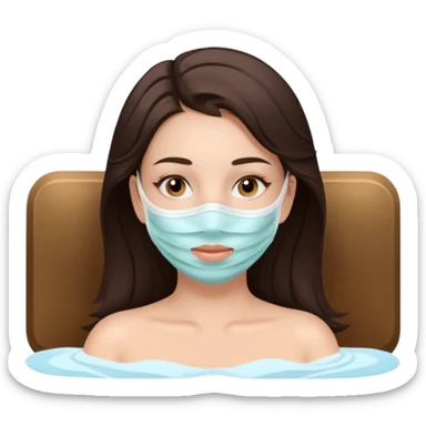 aesthetic brunette girl in spa face mask relaxe sticker
