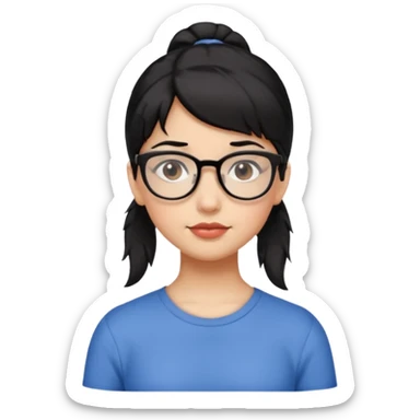 Ragazza con i capelli corti neri con una mezza coda con gli occhiali e gli occhi marroni sticker