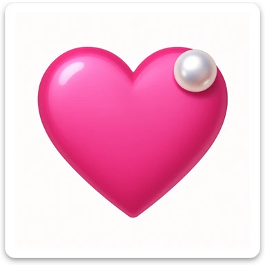 Create a pink heart with a pearl accent in the style of emoji style. The heart should be pink and have a pearl accent, capturing the essence of emoji aesthetics. sticker