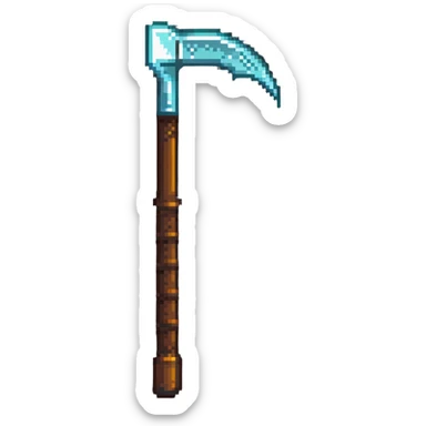 pixelated diamond pickaxe with brown handle sticker