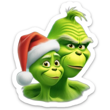 The grinch and Jim Carrey hugging sticker