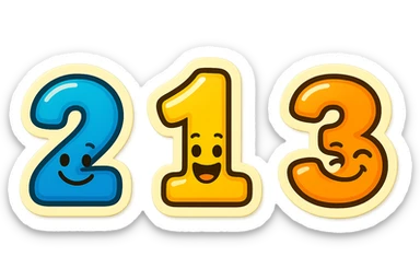 Fix the podium numbers so they are in order 2, 1, 3 from left to right. Keep the cheerful emoji style with vibrant colors and playful expressions. sticker