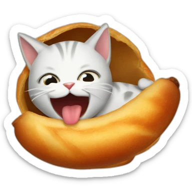 cat biting roast chicket sticker