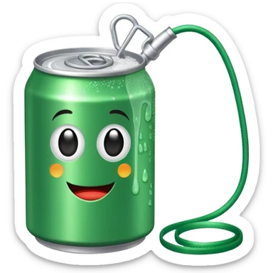 Green Soda can on leash of Salt Jug sticker