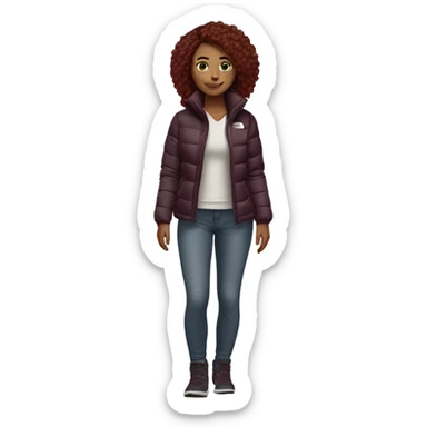 beautiful burgundy haired Girl wearing northface full body sticker