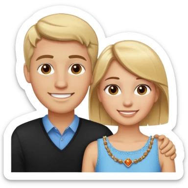 create couple emojis, tall blonde beaded guy, and short brown hair hazel eyed girl sticker