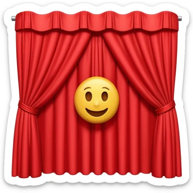 A 3D emoji of red theater curtains in , slightly parted in the middle with soft folds. Glossy, smooth texture, minimal Apple-style rendering, isolated on a white background.




 sticker