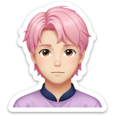 Gorgeous colorful shiny romantic pastel anime style shojo man with blushing face aesthetic and pretty hair trending style sticker