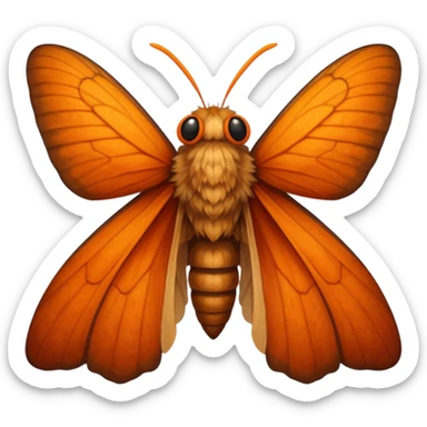 a moth head with orange antennas, slightly brown head sticker