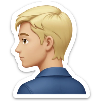 young man with blond hair turning back sticker
