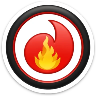 Círculo totalmente negro, adentro del círculo un símbolo de encendido y apagado en color blanco a un lado del símbolo la letra N el color rojo sticker