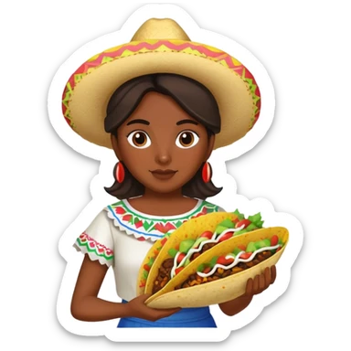 A Mexican girl person with tacos sticker