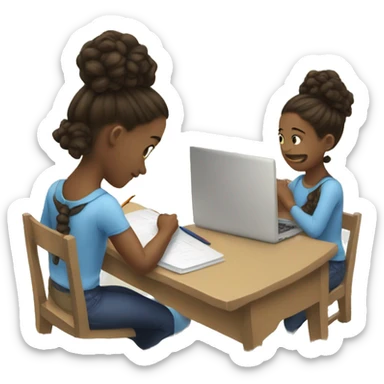 My younger sister is doing her homework  sticker