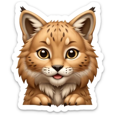A high-resolution photo-realistic digital illustration of a baby lynx, chest upward A high-resolution, photo-realistic digital illustration of a majestic young Eurasian lynx, shown from the shoulder upwards with lynx markings, zoomed out showing half body  sticker