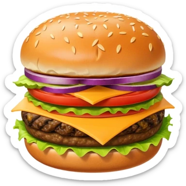 single patty cheeseburger with classic toppingsz sticker