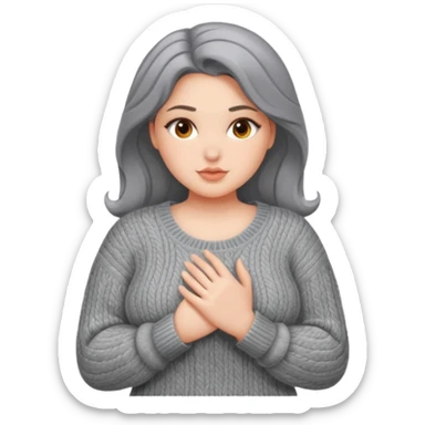 Design a woman’s grey sweater for a voluptuous woman. Only design the sweater. Remove the woman sticker