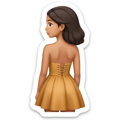 Latina girl back looking away strapless dress sticker