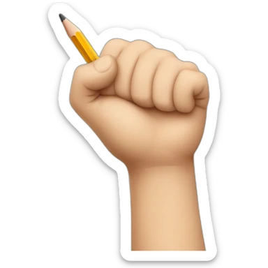 hand holding pencil in fist sticker
