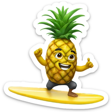 Pineapple surfing with a Shaka sticker