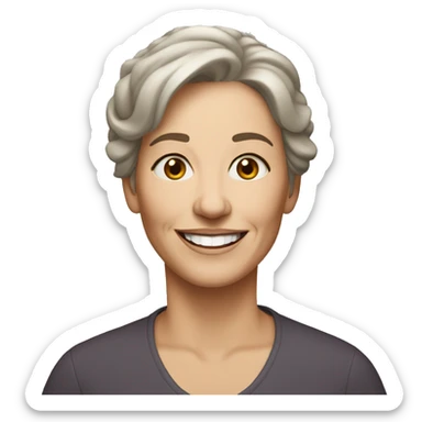 white woman, brown hair, 60 years old, smiling sticker