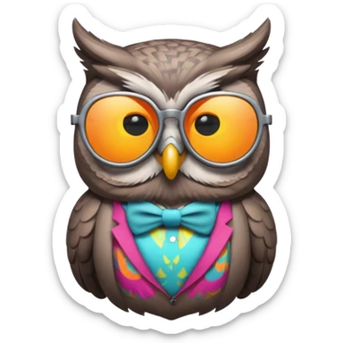 colorful silent owl wearing sunglasses sticker