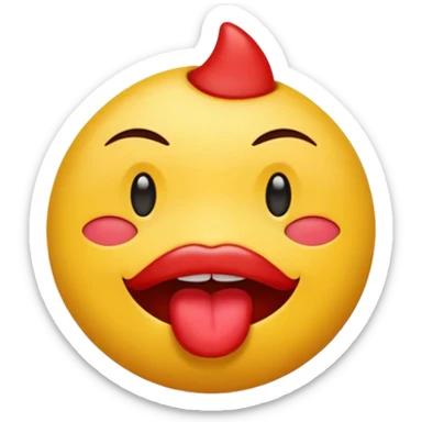 un emoticono mordiendose el dedo con una expesion de deseo y diversion sticker