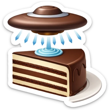 piece of cake being stolen by flying ufo  sticker
