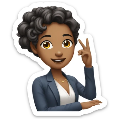 Extremely beautiful young pianist woman who makes heart shapes with her fingers sticker