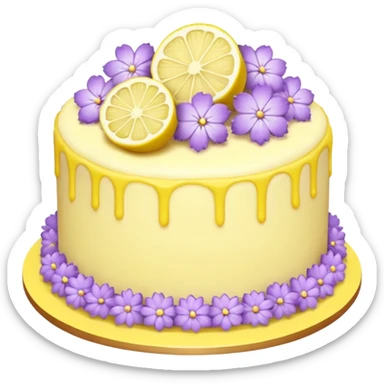 Lemon cake with lilac flowers sticker