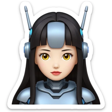 chinese babe ai robot long dark hair emoji warrior sticker