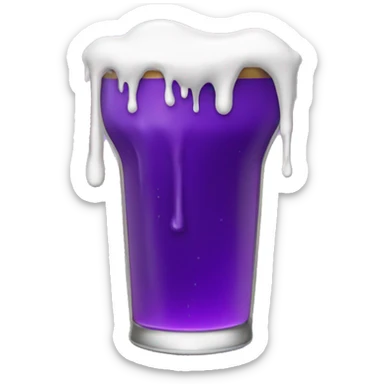 purple liquid spilling out of a pint sticker
