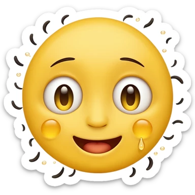 😊🥺 these emojis but with flies around it and its happy yellow face emoji sticker
