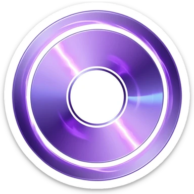 A minimalist CD disc with subtle purple flames, glowing effect sticker