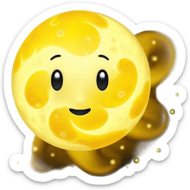 yellow ball of light emoji, covered in swirling gases, mottled by dark sunspots and bright granules from convective currents, radiant, simple and round, no face, no text sticker