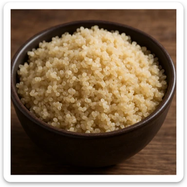 realistic photo of a bowl full of cooked quinoa with soft and separated grains sticker