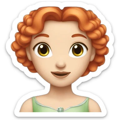 white-skinned red-haired princess with green eyes sticker