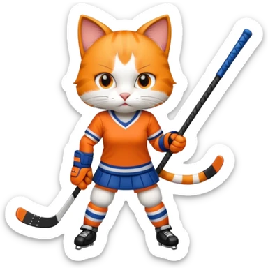 female cat hockey player with stick sticker