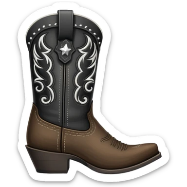 black cowboy boot with white detail sticker