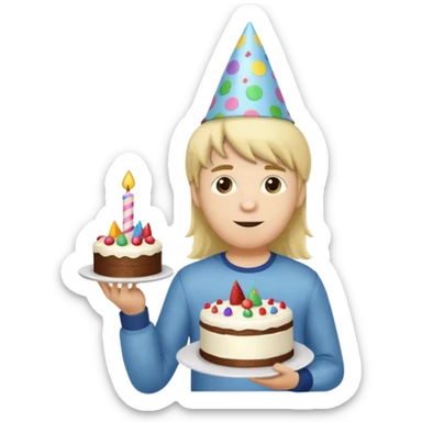 party hatted boy with long hair sticker