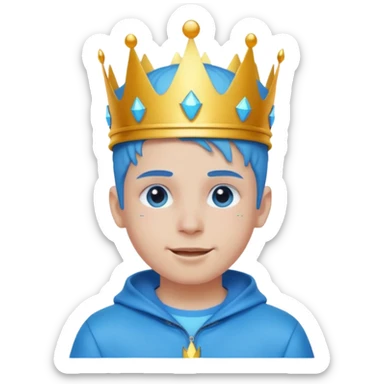 boy neon cyberpunk light blue happy crown white and blue sticker