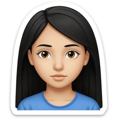 Fait une fille de 15 ans tunisienne avec les cheveux noir lisse avec la peau un peut métisse tunisienne un nez un peut plus gros  sticker