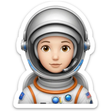 Astronaut in white EVA suit with silver visor helmet sticker