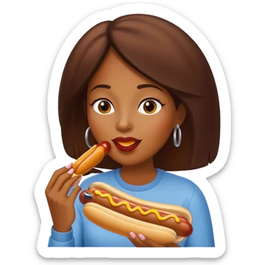 black woman eating hot dog  sticker