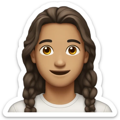 An Maghreb teenager with a middle part and brown hair. He smile and has a clear complexion. sticker