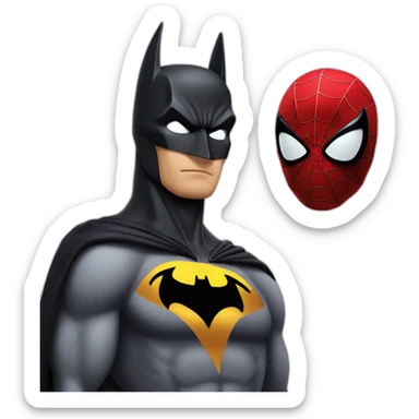 super hear with head of batman and body of spider man  sticker
